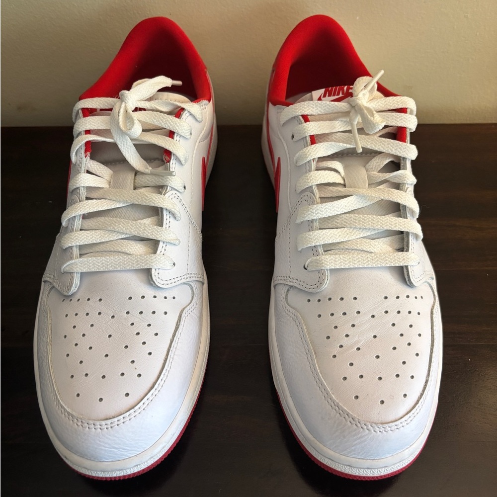 NOT NEW (Worn Twice) Men’s Nike Air Jordan 1 - White and Red low tops